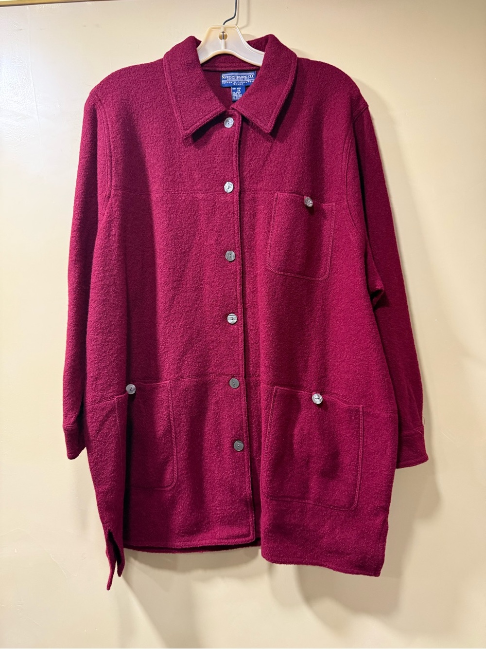 Newton Oversized Teddy Jacket in Deep Wine